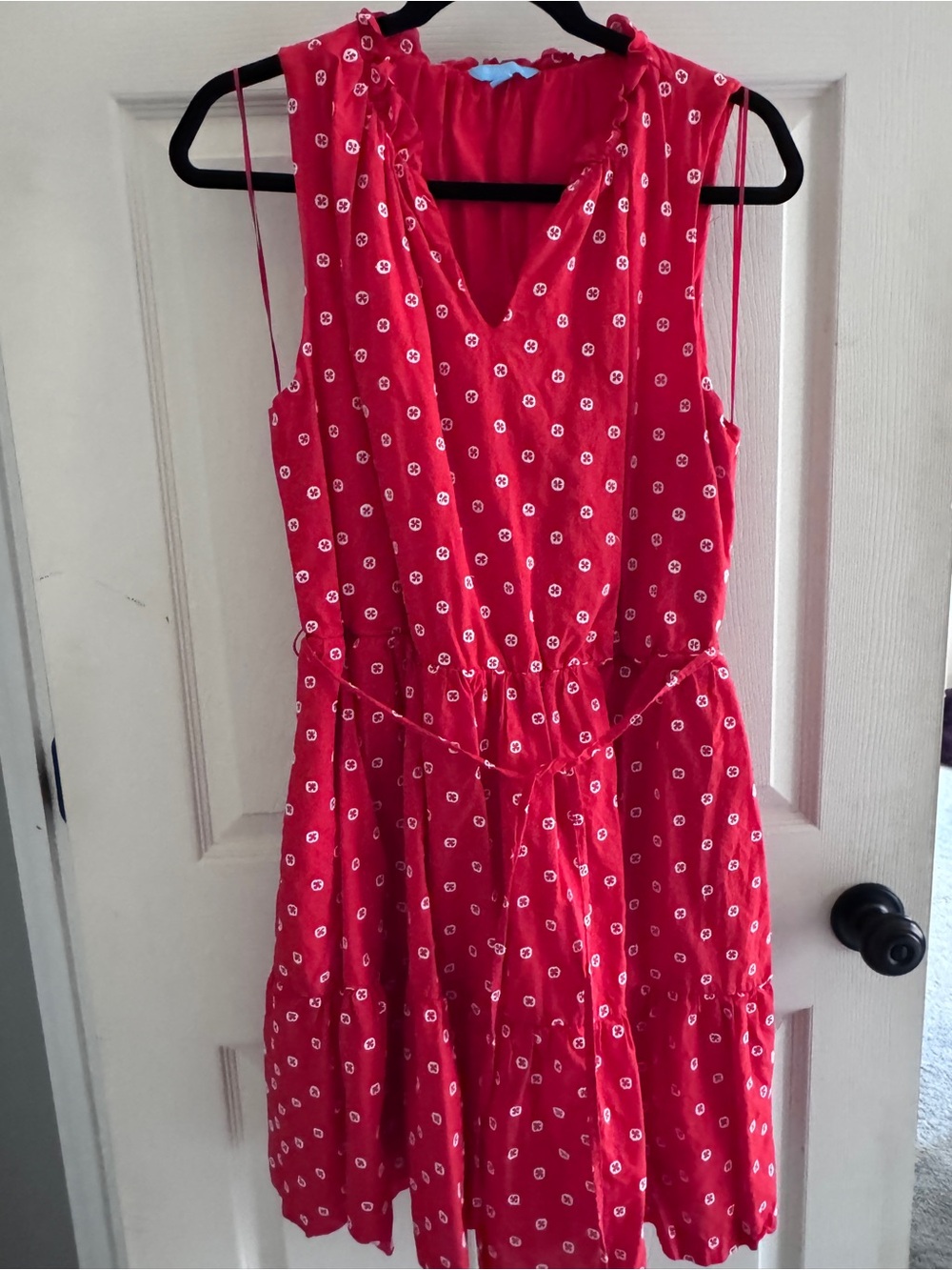 Draper James RSVP Women’s Red Sleeveless V-Neck Tie-Waist Sundress
